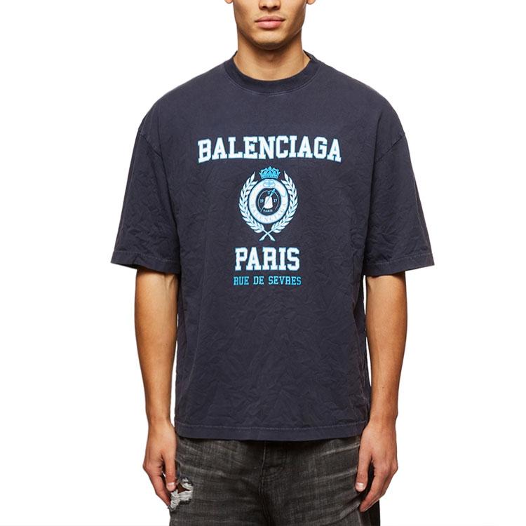 Balenciaga SS22 T Shirt Men's Dark Blue 612966TMV954140