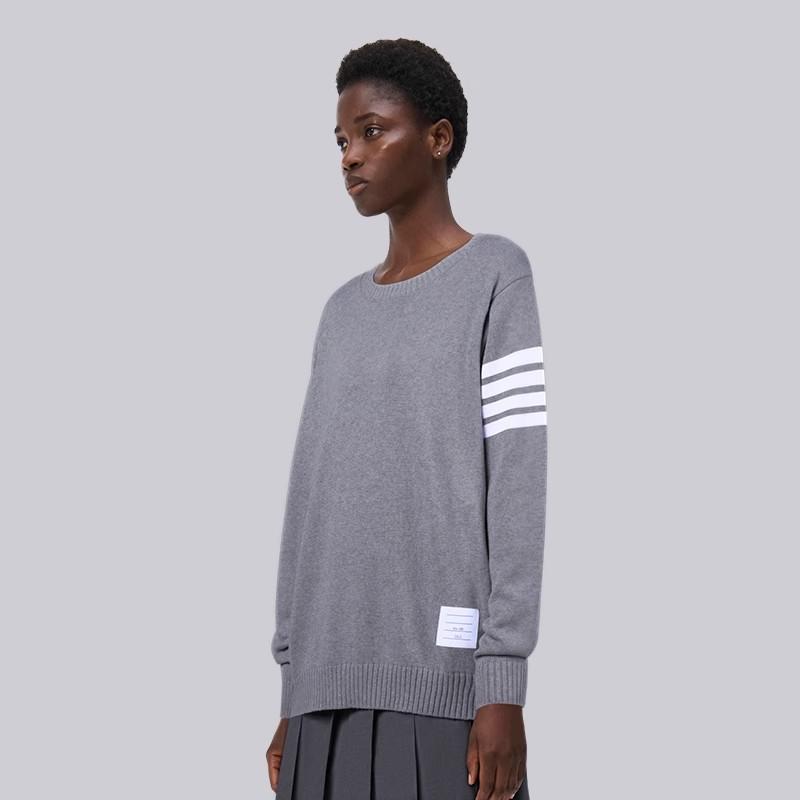 TB Knitted Sweater Unisex Autumn/Winter New Collection Solid Color Four Bar Long Sleeve Round Neck Sweater Fashionable and Simple