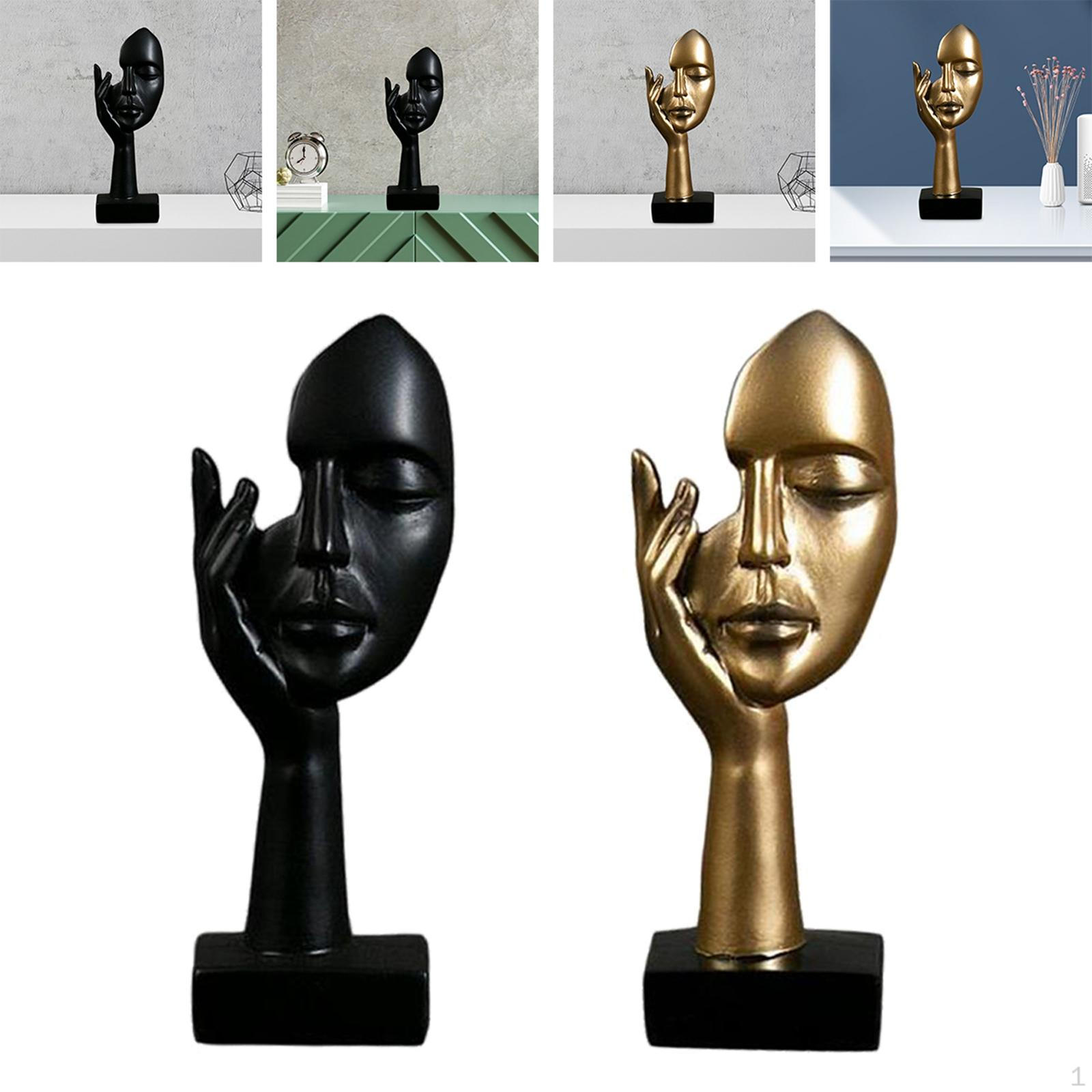 

2 шт. Абстрактная скульптура лица Поделки Украшение Золотой и Черный