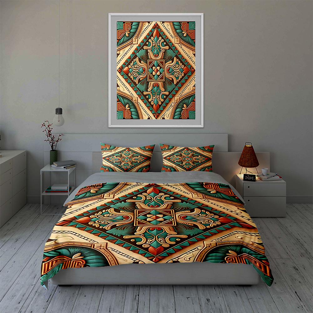 Intricate Geometric Floral Bedding Duvet Cover Sets Duvet Covers Pillowcases Gifts (1 * Duvet Cover 2 * Pillowcases, Without Duvet Insert)