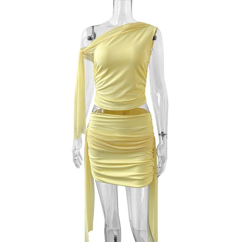 Ribbon Top Sexy Hip Hugging Skirt Set Streamer Top Sexy Hip Skirt Set