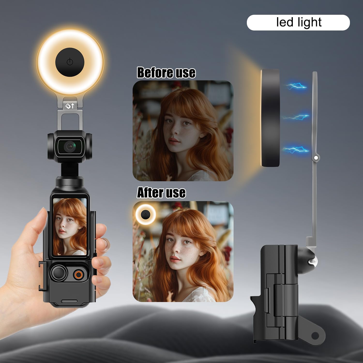 Osmo Pocket 3 Magnetic Phone Holder Compatible for iPhone, Magnetic Mount Expansion Adapter Frame with 360° Adjustable Light Holder Compatible for