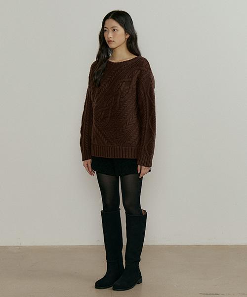 Lingseoul Fishermans Knot Knit-Brown