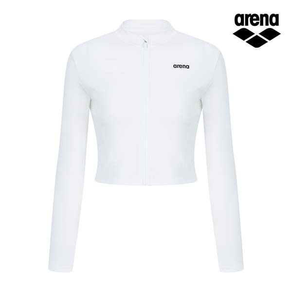 Alena Initial Leisure Crop Zip-Up Rash Guard A4Bl1Pq03Wht
