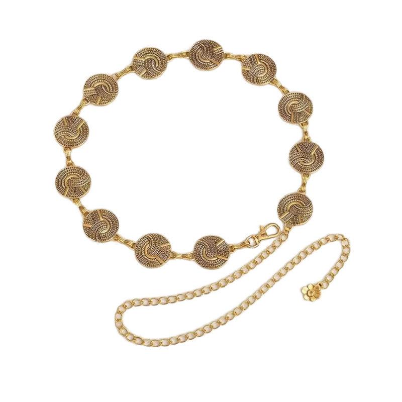 Adjustable Metal Disc Waist Chain Women'S Skirt Accessories Belt Versatile Sweater Chain Bohemian Skinny Waist Seal