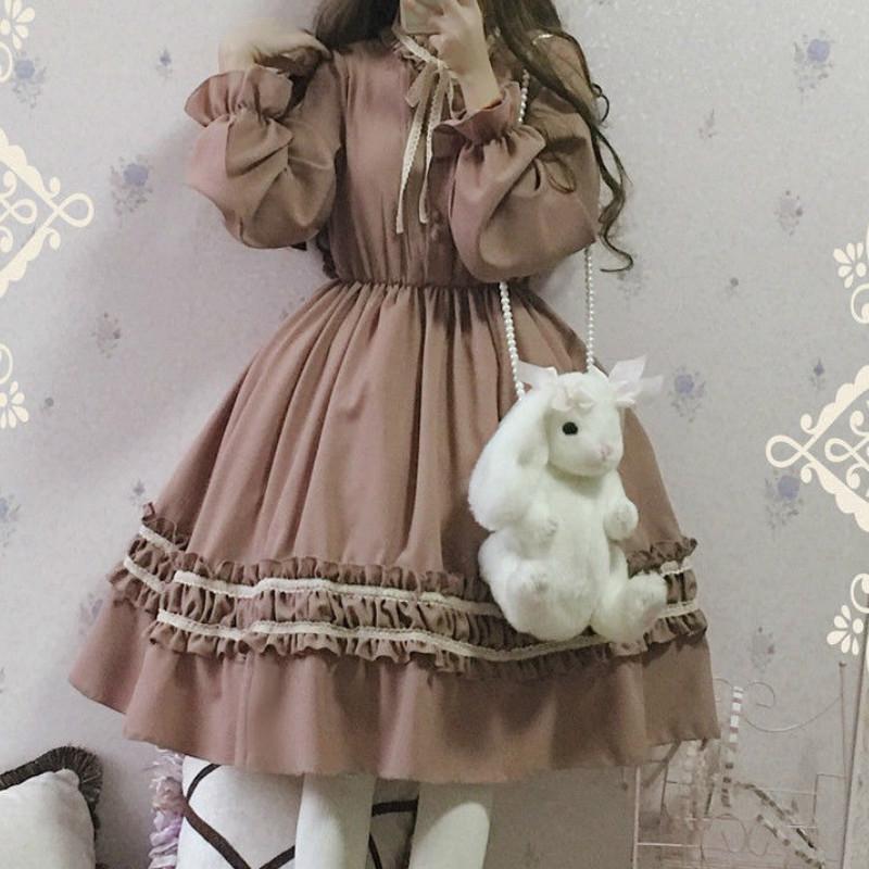 Harajuku Japanese Kawaii Sweet Lolita Dresses Vintage Retro Party Dámský župan Bowknot Roztomilé cosplay šaty