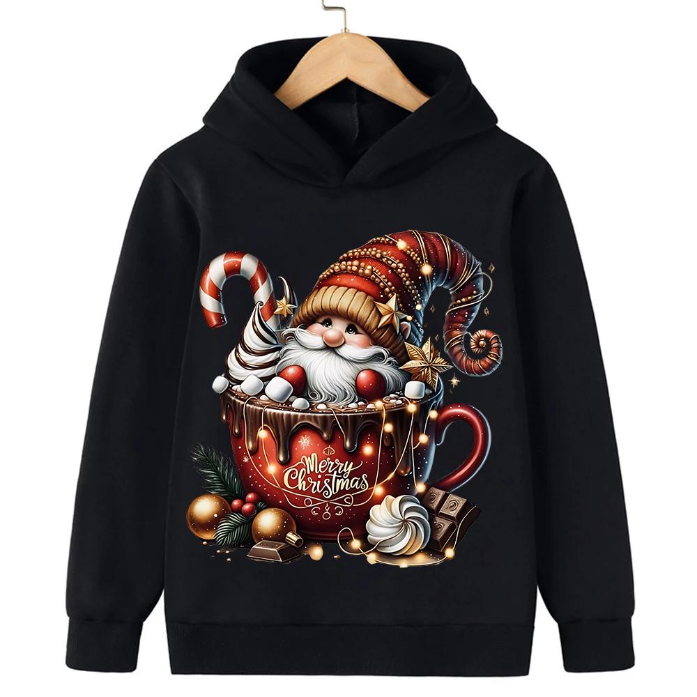 Comfortable Autumn Winter Sweatshirts Christmas Cartoon Fashion Santa Claus Printed Clothes Children's Clothing Boys Girls Hoodies