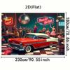 2D Retro Rock N Roll Diner Backdrop for 50s Themed Birthday Party Photoshoot