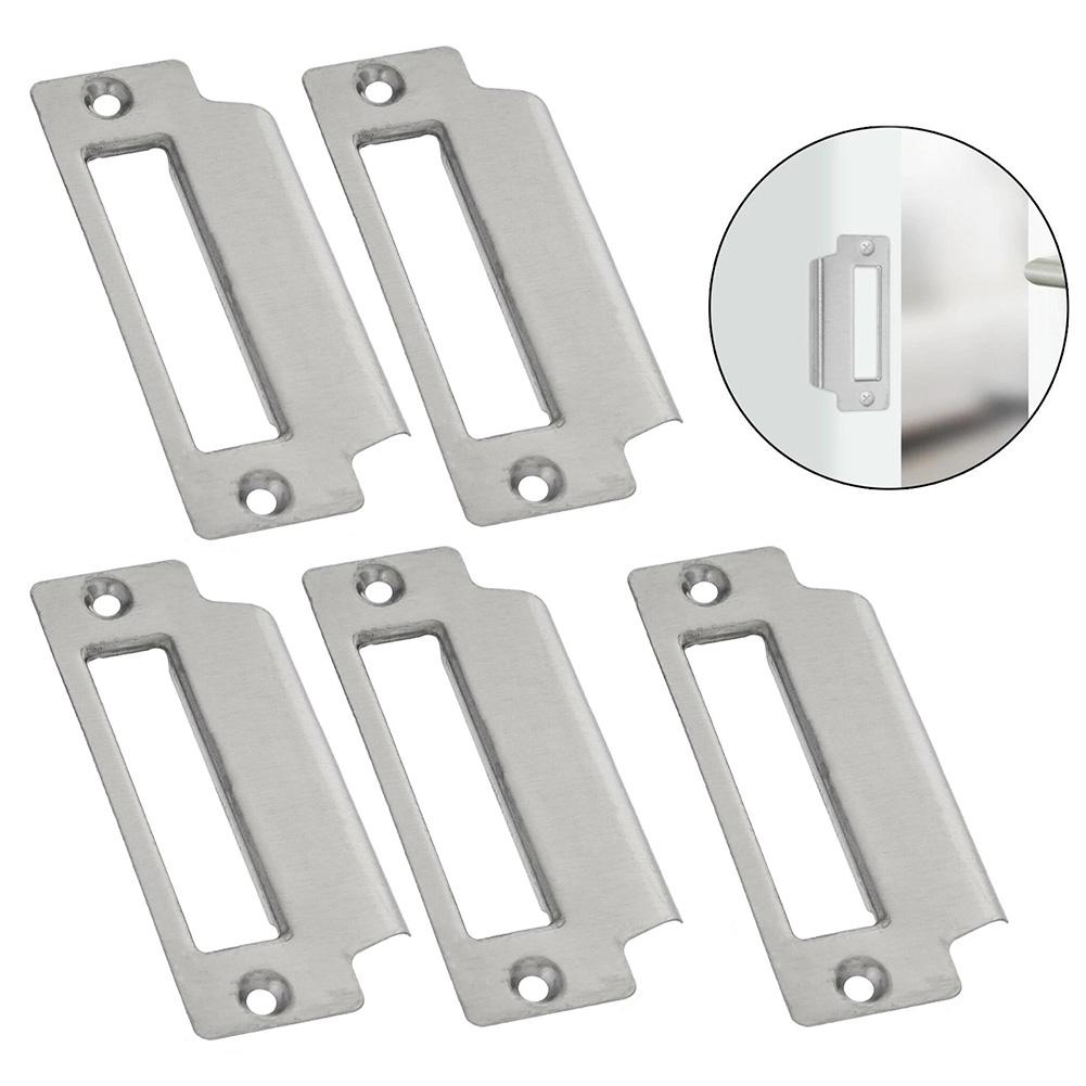 5pcs 64mm Locking Plate Stainless Steel Door Lock Latch Strike Plate Quick Installation Door Hardware Accessories