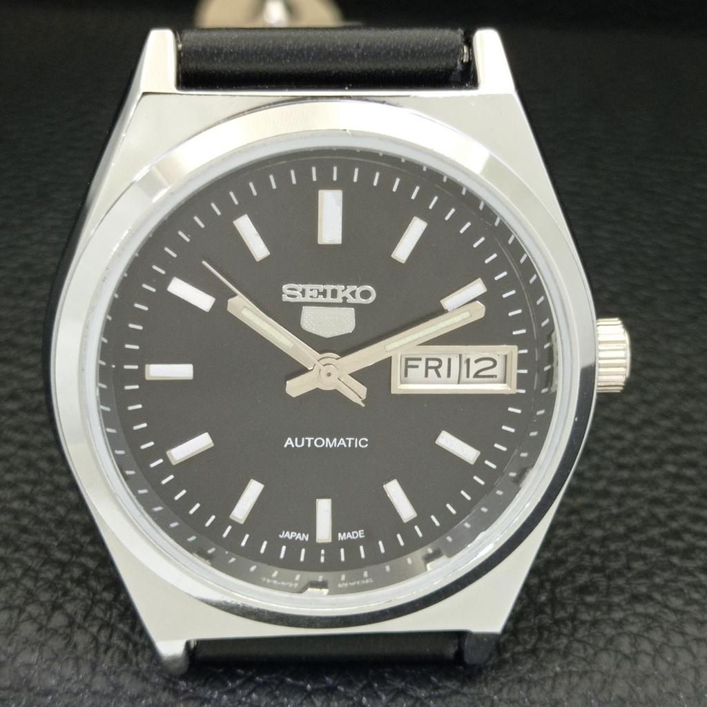 VINTAGE SEIKO 5 AUTOMATIC REFURBISHED JAPAN MENS BLACK DIAL WATCH A440665-9 Sk-a440665-1
