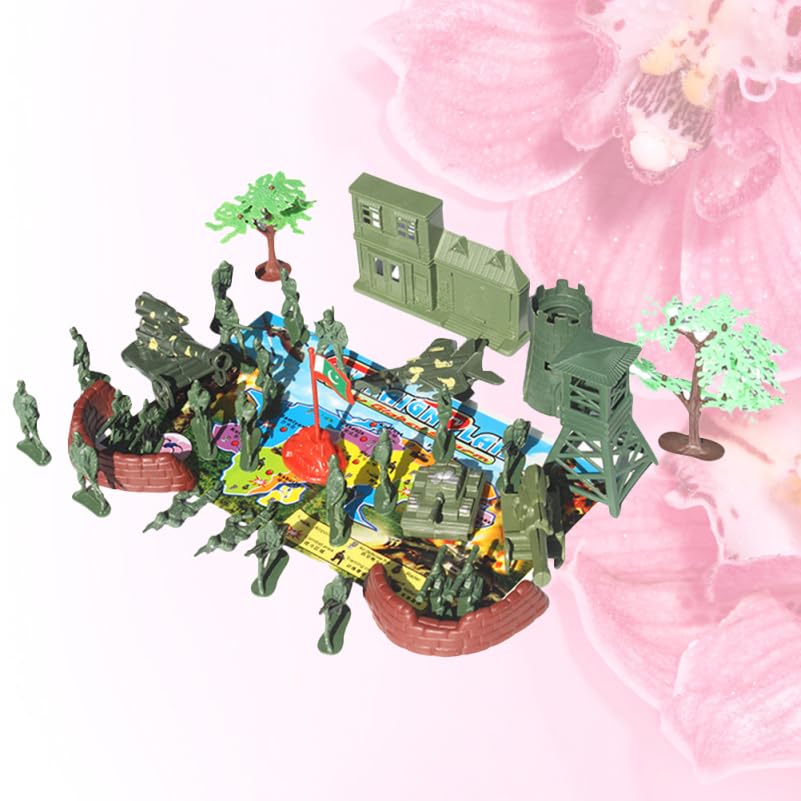 LIOOBO Military Vehicle Set, Simulation Military Scene Toy Set with Tanks, Aircraft, and Soldier Models, DIY Sandbox Play, Army Figures, Gift for