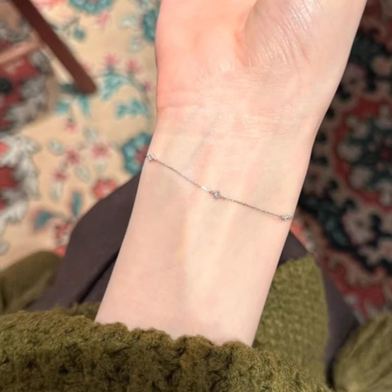 Minimalist Geometric Zirconia Square Chain Bracelet Women - Delicate Stackable Fine Jewelry In Gold Tone
