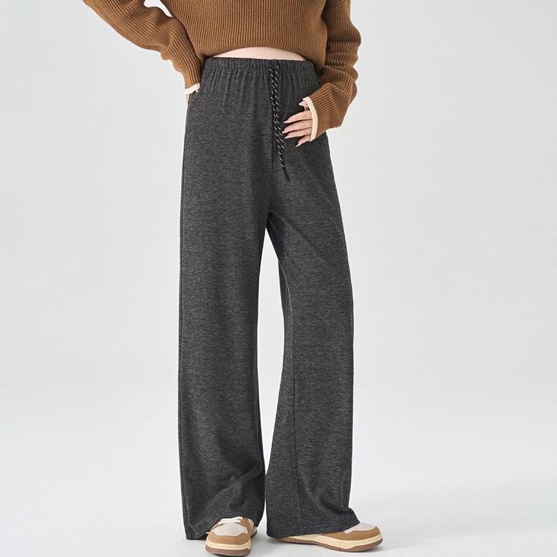 

Maternity Wide-Leg Soft Pants - No Underbelly Band, Loose Fit, Floor-Length, Great Drape for Autumn/Winter XL (125-140 jin) темно-сірий