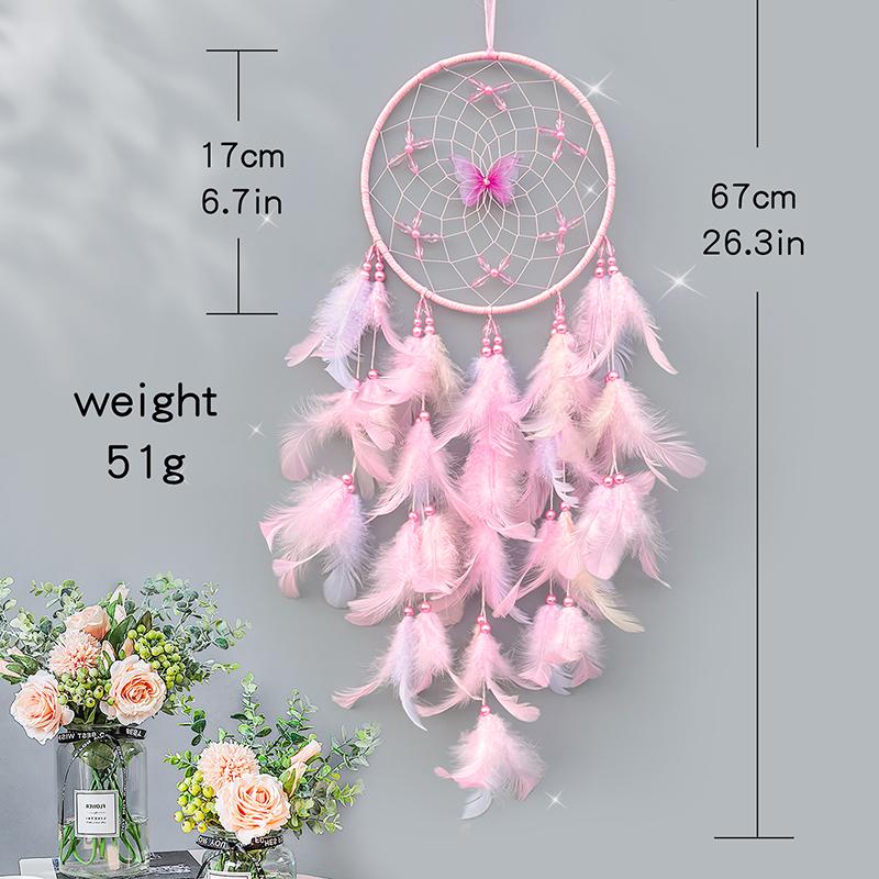 6 Colors Dream Catcher Handmade Feathers Butterfly Wind Chimes Girls Bedroom Hanging Ornaments Birthday Holiday Gifts Home Decor