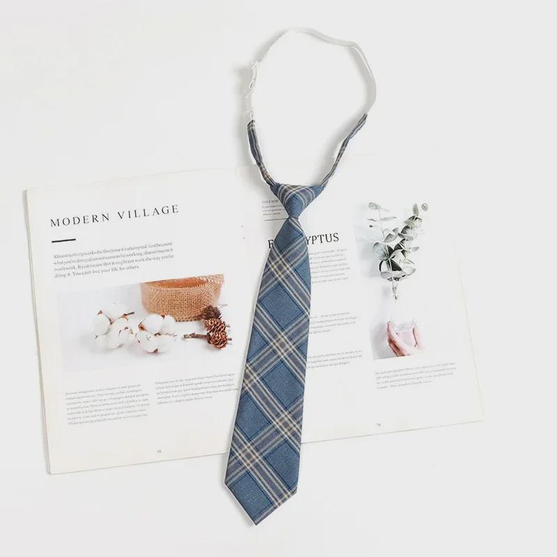 Hnědá retro kostkovaná kravata pro ženy a muže - japonský vysokoškolský styl motýlek
