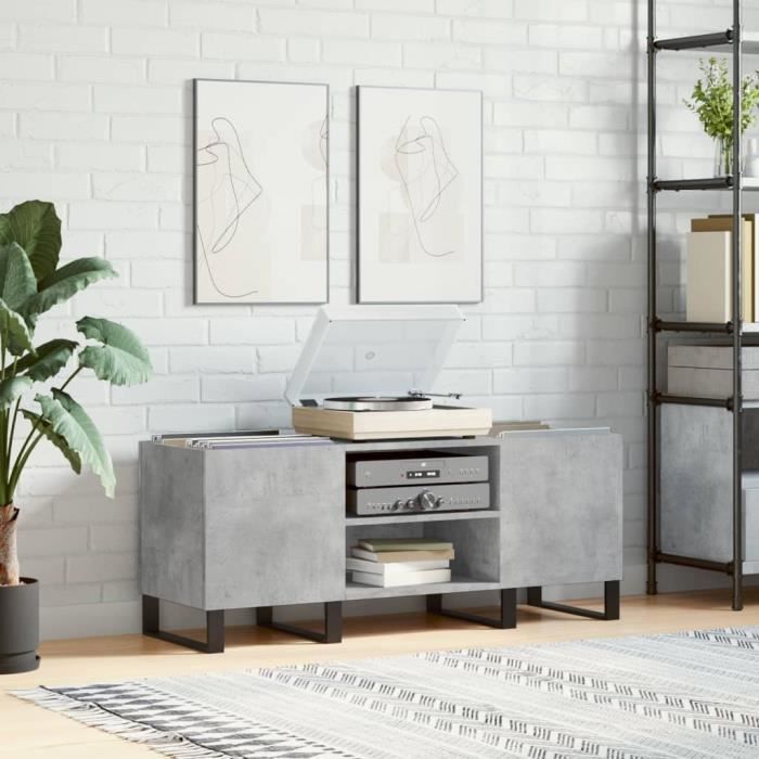 VidaXL Record Cabinet Concrete Grey 121x38x48 Cm Engineered Wood 831688