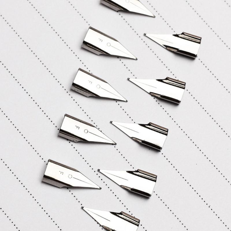 10Pcs Fountain Pen Nib Replacement Metal Fountain Pen Tip For Gothic Base English Handwriting Practice and Sketching