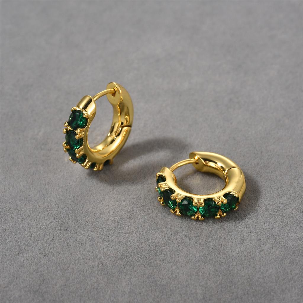 Fashion Commuter Must Enter, Micro-Inlaid Emerald Crystal Small Earrings, Ear Buckles, Retro Fashion Temperament Exquisite Earrings