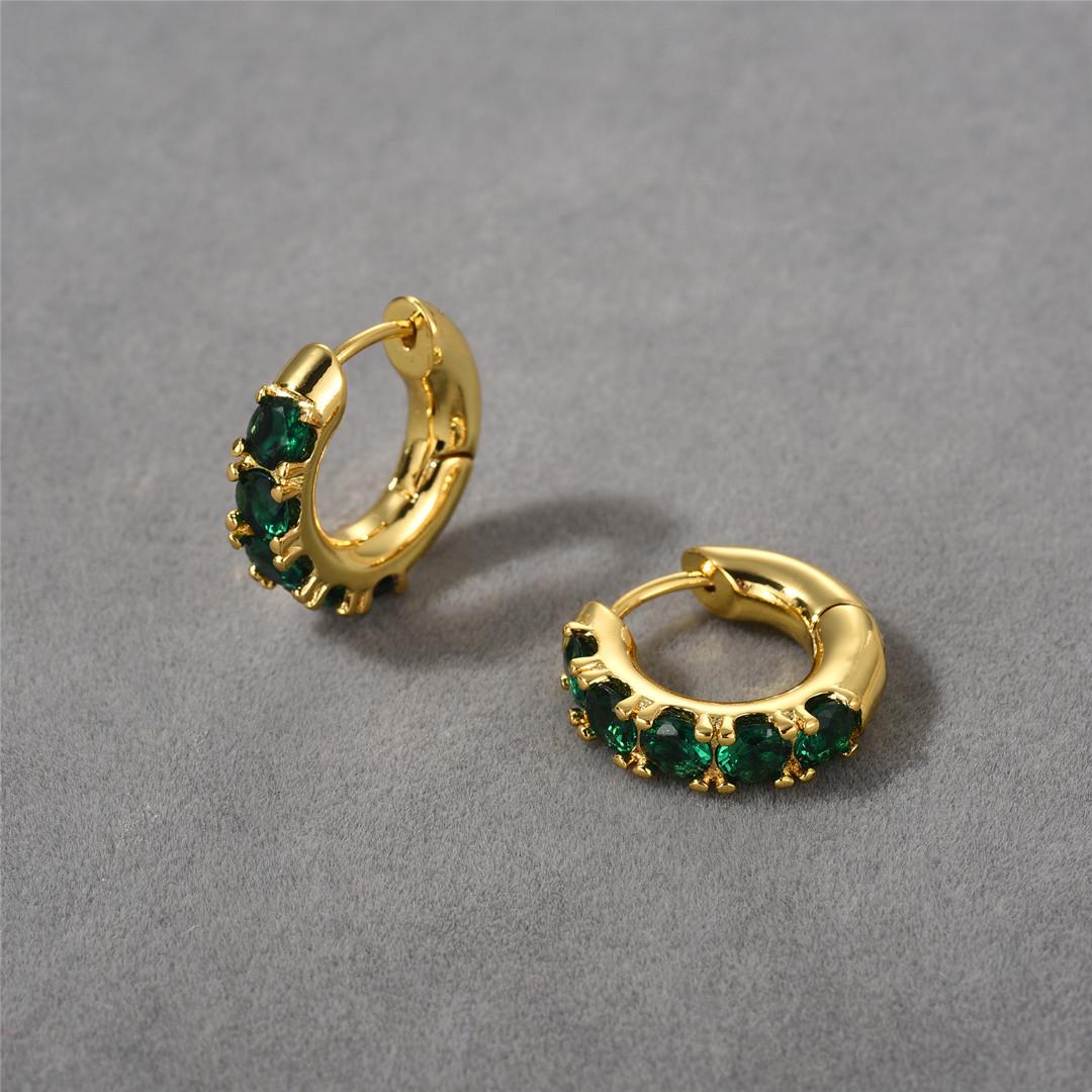 Fashion Commuter Must Enter, Micro-Inlaid Emerald Crystal Small Earrings, Ear Buckles, Retro Fashion Temperament Exquisite Earrings