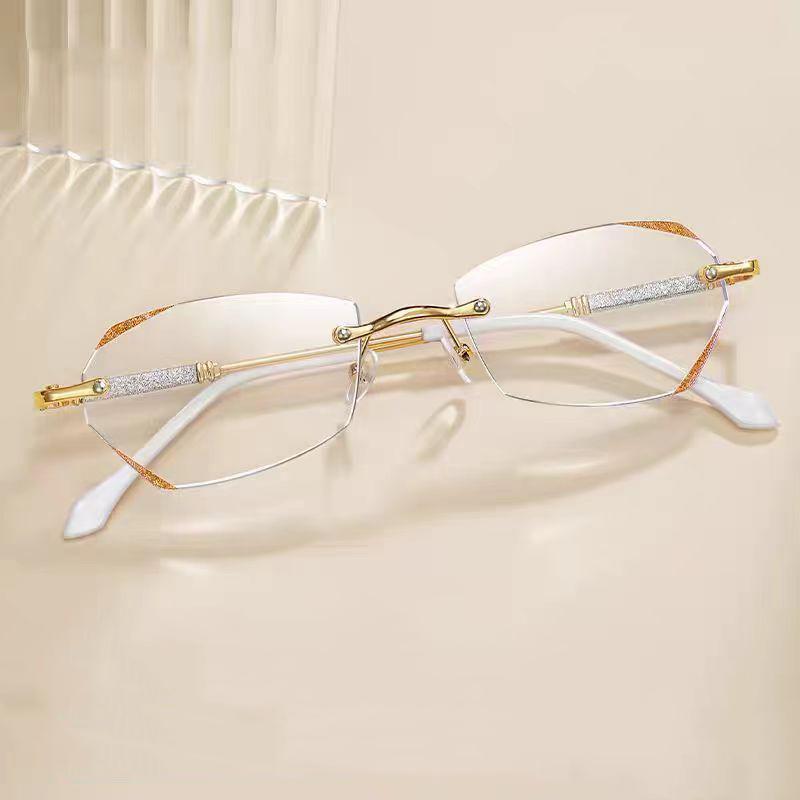 Randlose Lesebrille Herren Damen Blaulichtfilter Metallrahmen Brille Anti-Ermüdungs-Brille mit +1.5 +2.0 +2.5 +3.0 +3.5