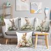 Easter Bunny Pillow Covers Decorate Polyester 100% Zipper Closure Printed Cushion Cases for Home & Office Decor Pillowcase