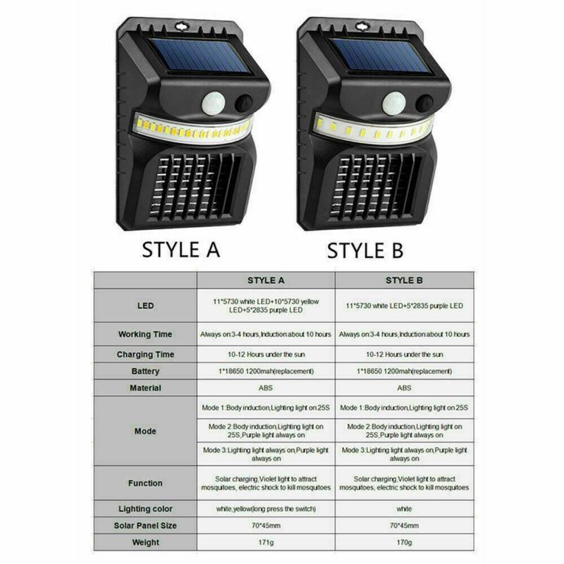 Solar Bug Zapper Mosquito Killer Lamp Outdoor Camping Led Light Outdoor Microwave Fly Insect Zapper