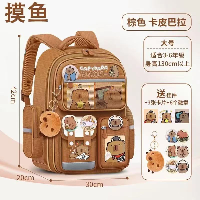 School Bag for Primary School Students, Grade 12 and 6 Girls, Cartoon Spine Protection and Burden Reduction, Backpack for Children Aged 12