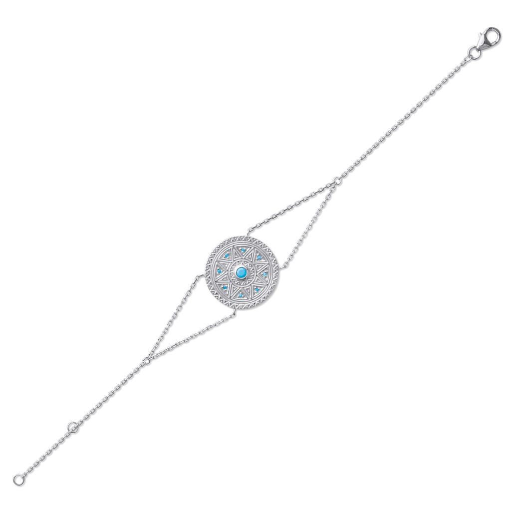 Les Trésors De Lily [Q0561] - Silver Bracelet 'Boho' Turquoise Silver (rhodium-plated) - 20x20 Mm