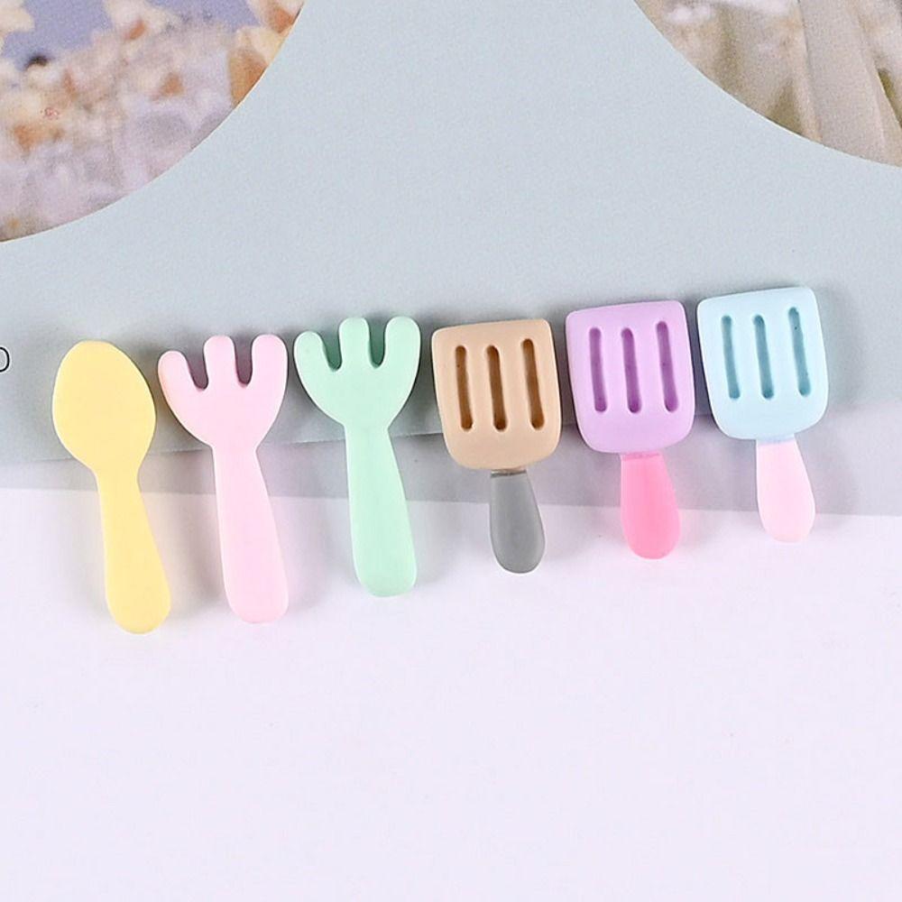 

10pcs/Lot Spoon Fork Shovel Imitation Mini Fork Spoon Shovel Cream Phone Case pink-fork