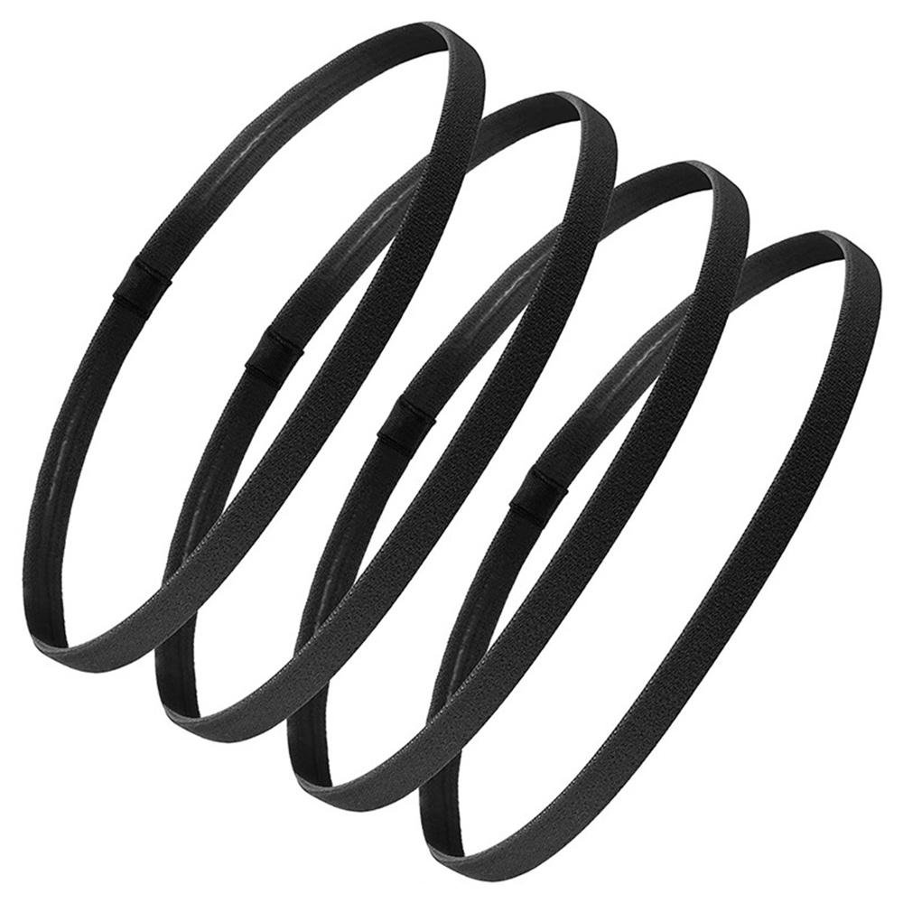 

4 шт. нескользящая эластичная спортивная повязка на голову черная эластичная повязка для волос спортивная повязка на голову для йоги и бега для женщин и девочек
