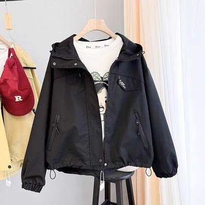 Letter Embroidered Jacket for Women Spring New Loose Design Hooded Top