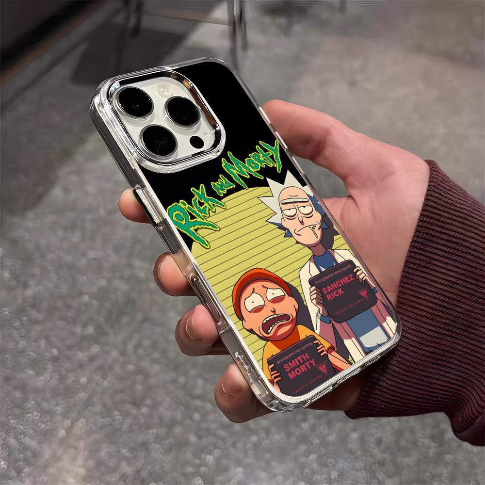 Mad Scientist R-Ricks Phone Case For IPhone 17 Air 16 E 15 14 13 12 11 Plus Pro Max Electroplated Transparent Soft Shell