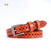 Mei Mary Cowhide belt women's genuine leather easiest for matchcut out decorative jeans belt no punching thin belt