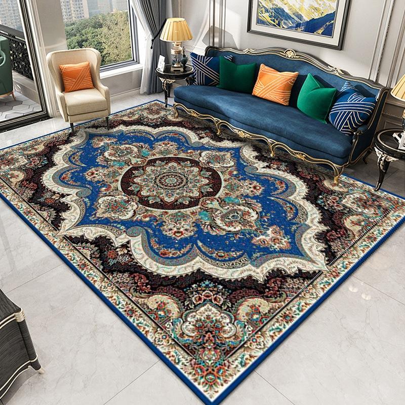 Retro Persian Large Carpet, Living Room Coffee Table Bedroom Floor Mat, European Turkish Ethnic Style Light Luxury Home Floor Mat
