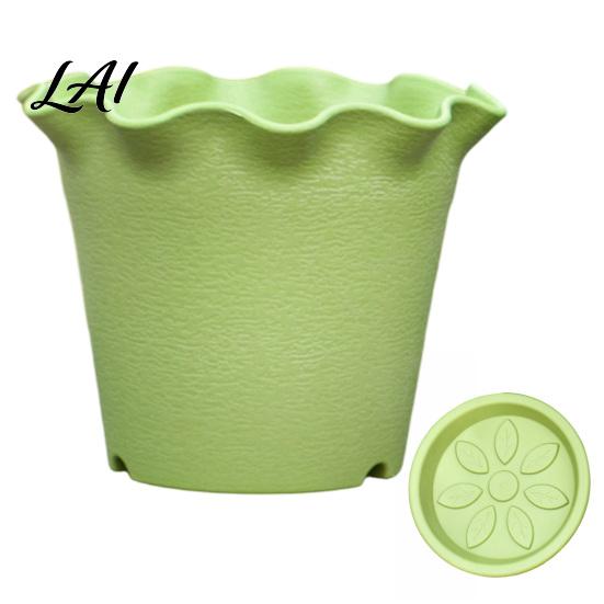 Plant Pots for Courtyard Large Flower with Drainage Holes And Tray Saucers Ruffled Edge Planter Decorative Home Indoor Outdoor Plants Creative