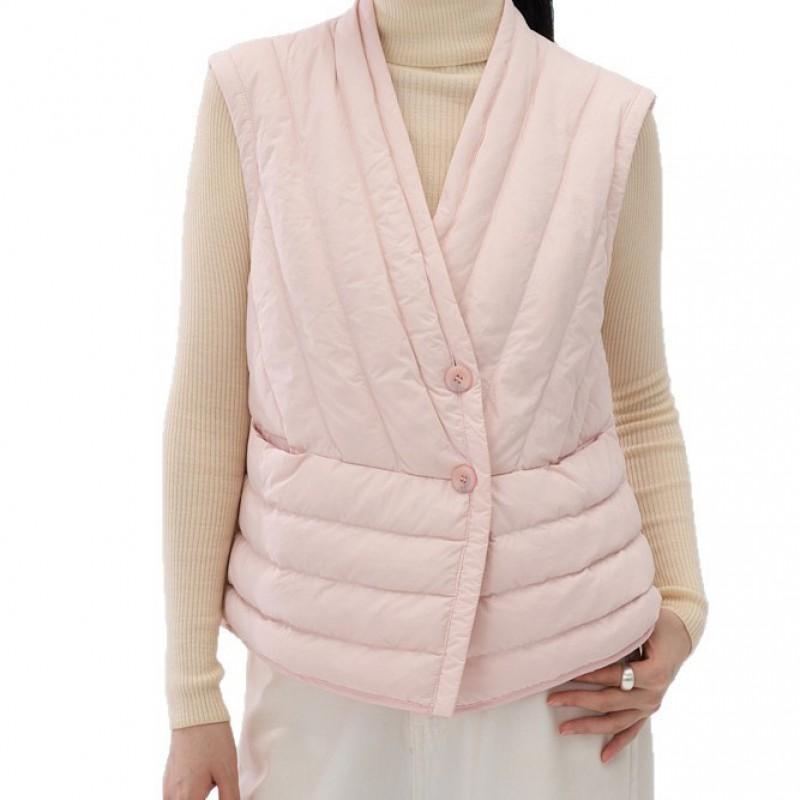 Womens V-Neck Down Vest Lightweight Warm Sleeveless Puffer Fall Winter Layering Casual Style