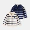 Kids Lapel Sweater Spring and Autumn Boys' Stripes Polo Collar Clothes Children Embroider Bear Knitwear Children's Clothing