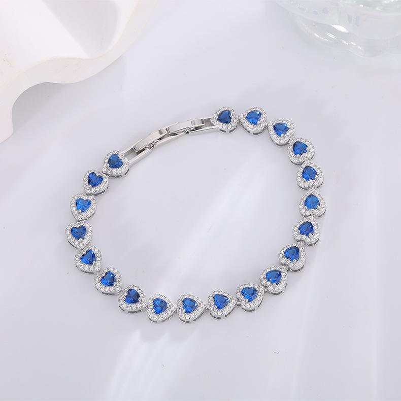 Jewelry Cultivated Ruby Emerald Bracelet Heart Shaped Exquisite Sapphire Bracelet Jewelry