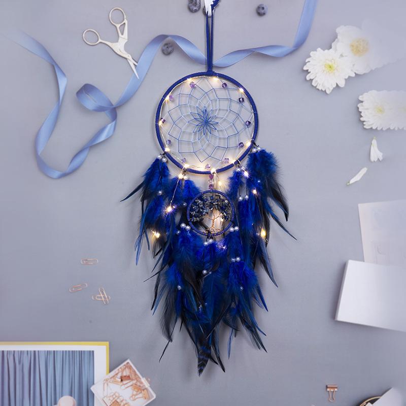 Life Tree Wind Chime Stone Hanging Ornament Fresh Girl Heart Forest Feather Pendant Bedroom Windowsill Creative Decoration