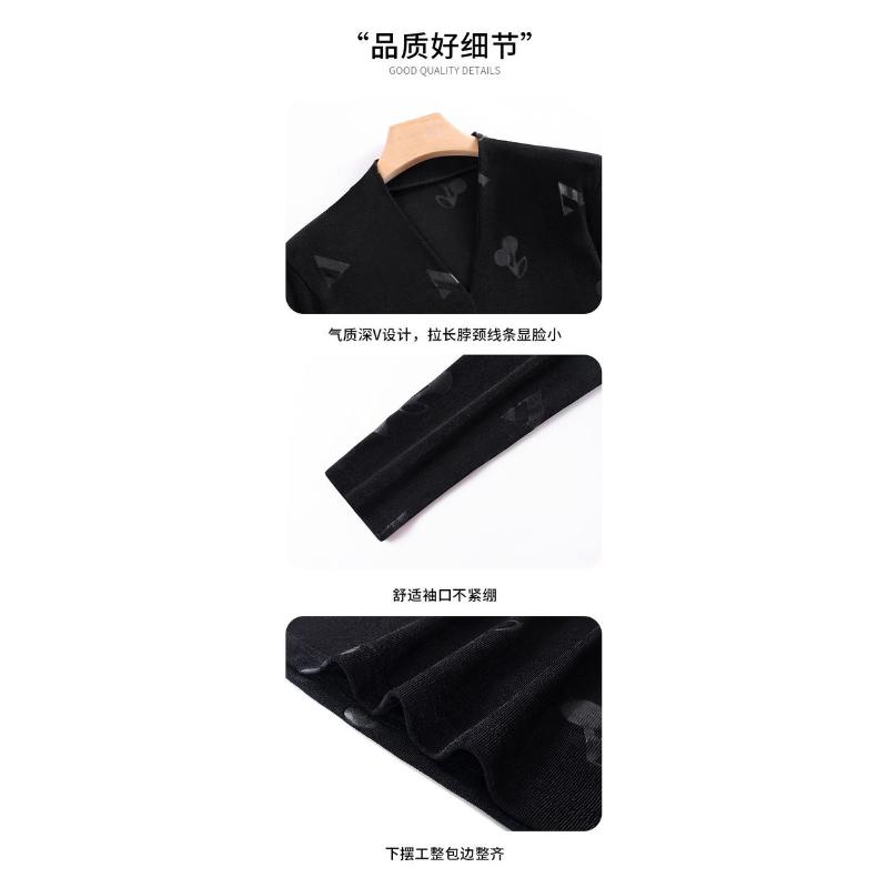 Long-sleeved Bottoming Women's New Temperament V-neck Printed T-shirt with Waist-cinching High-end Top
