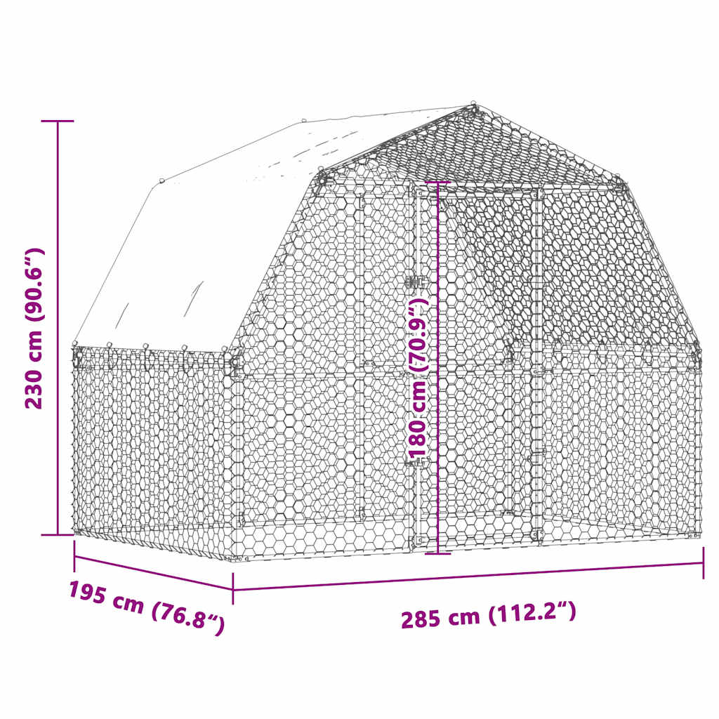 Chicken Coop with Roof and Door Silver Galvanized Steel