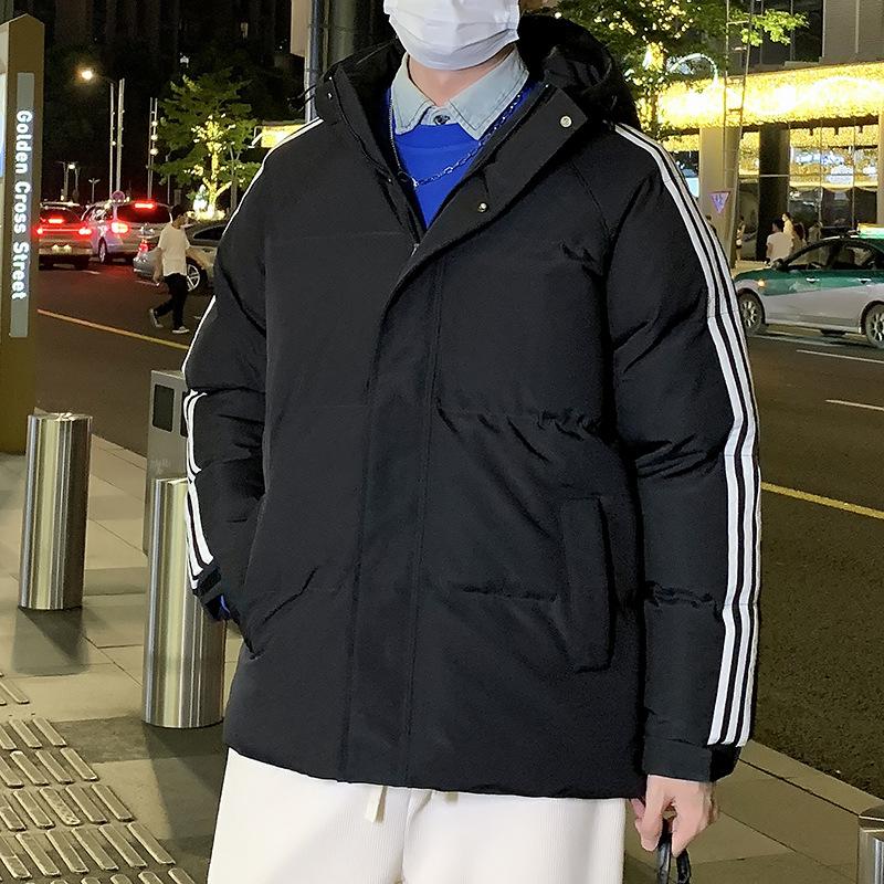 

Hooded color-blocked cotton jacket men s winter new casual Hong Kong style loose plus size youth padded jacket cotton jacket M