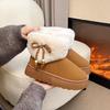 Fashion Bow Fluffy Snow Boots Women's 2025 Autumn and Winter New Internet Celebrity Explosion Women's Platform Short Boots