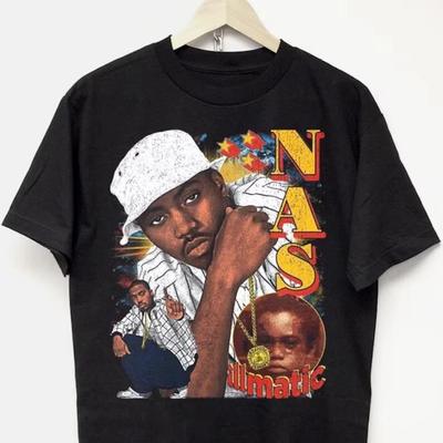 Vintage NaS Schwarzes Baumwoll-Geschenk für Fans Unisex Alle Größen T-Shirt Unisex T-Shirt
