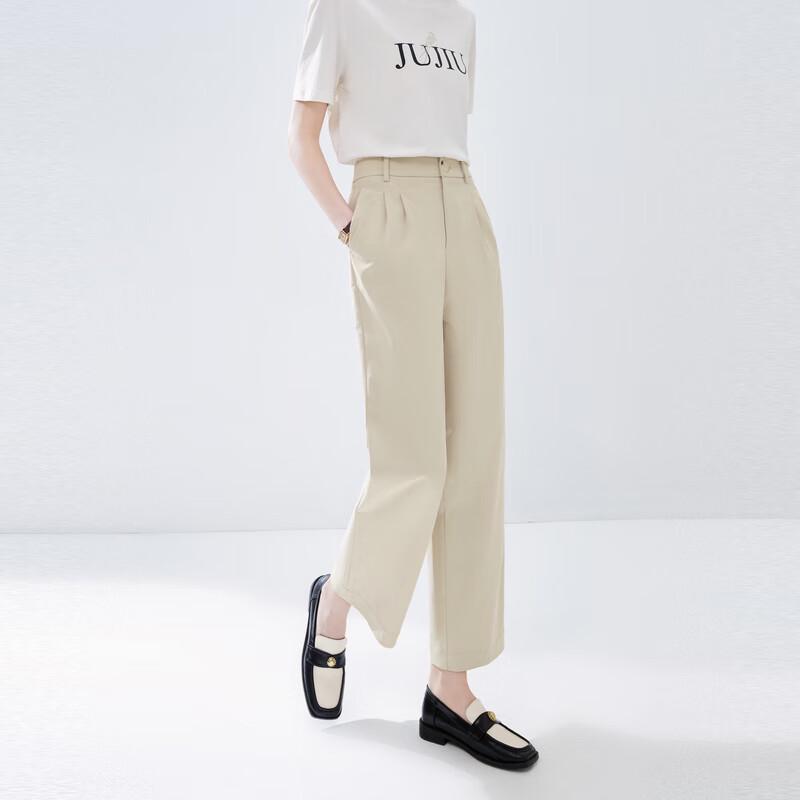 Qiushuiyiren Damen Herbst 2024 Gerade geschnittene Freizeithose