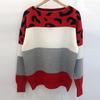 Women's Casual Round Neck Leopard Print Knitted Sweater Long Sleeved Pullover Warm Autumn Winter Fashion