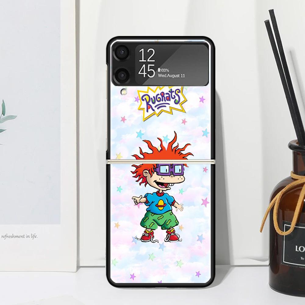 Cartoon R-Rugrat Phone Case For Samsung Galaxy Z Flip 7 Flip7 Zflip 6 Flip6 5 Flip5 4 Flip4 3 Flip3 5G Fundas Black Cover Galaxy