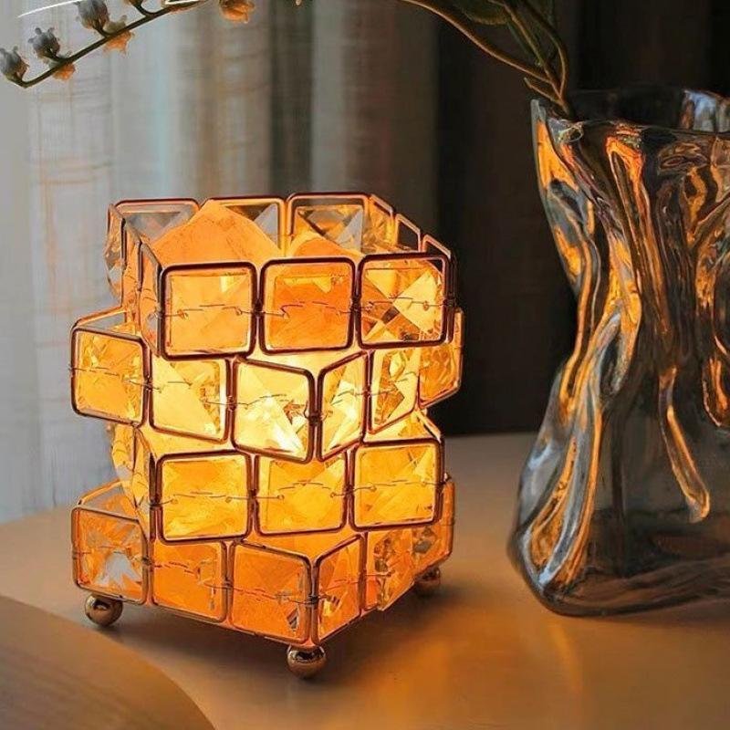 Geometric crystal salt stone night light bedside atmosphere light