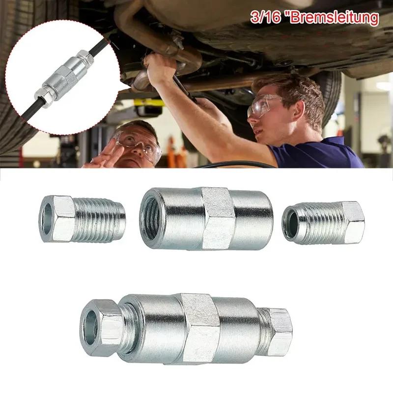 Bremskabel-Verbinder-Kit Bremsleitung 2 Stück 2-Wege-Buchsenverbinder mit 4 M10 10mm Außengewindemuttern für umgekehrte Bördelung 3/16" Leitung