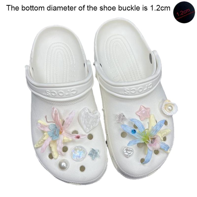 Sea Shell Hole Punch Shoe Charms Diy Ocean Lava Rock & Starfish Shoe Clips For Summer Sandals & Slippers Decorations Women Gifts